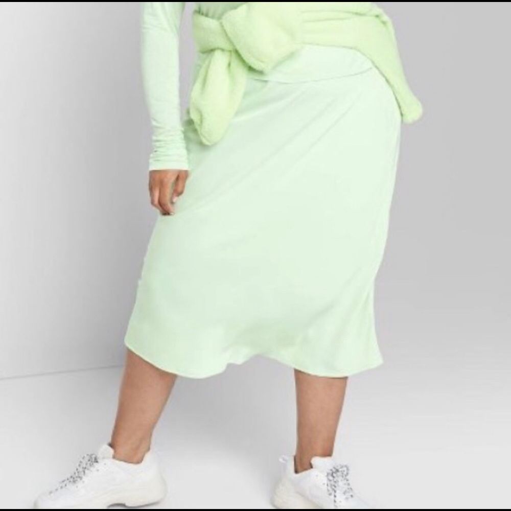 Wild Fable Mint Lime Green Midi Slip Skirt - Picture 6 of 13